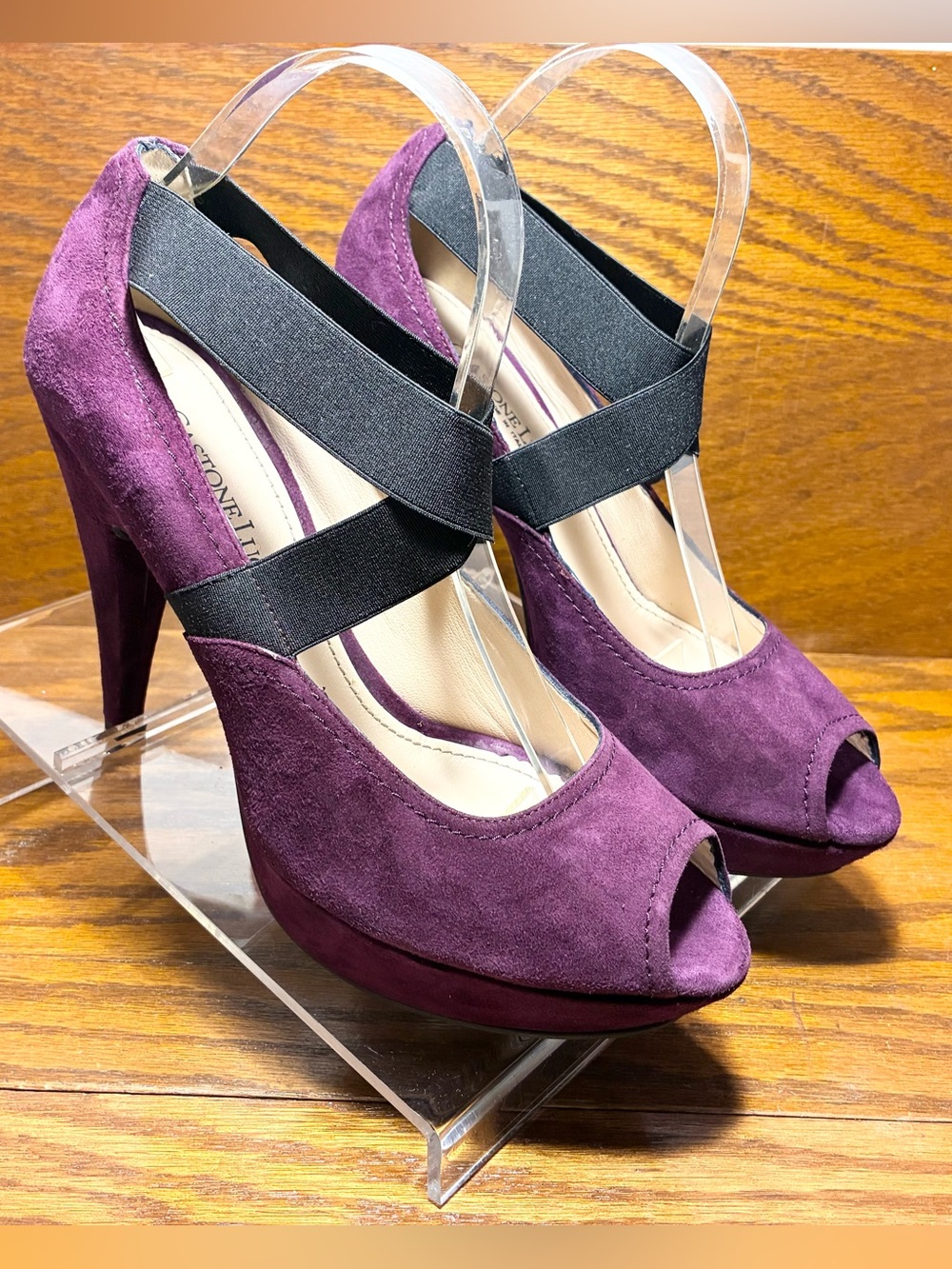 Gastone Lucioli ITALY Criss Cross Strap Platform Pumps Purple Suede EU39.5 US 9